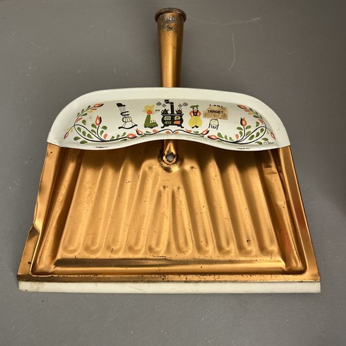 Vtg Metal Broom Dustpan JV Reed Made In USA M. Taber Folk - Picture 1 of 14