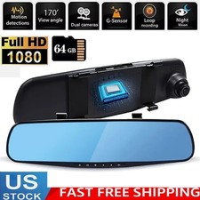 Dual Lens Dash Cam HD 1080p Car Front/Rear/Inside Video Recorder Camera G-sensor