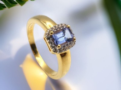 GOLDJUNGE69 * HARRY IVENS EDELSTEIN RING (17) TANSANIT ACHTECK 925er SILBER/verg