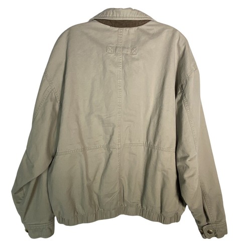 Roundtree & Yorke Beige Harrington Jacket Men’s Large Flannel Lined - Picture 5 of 6