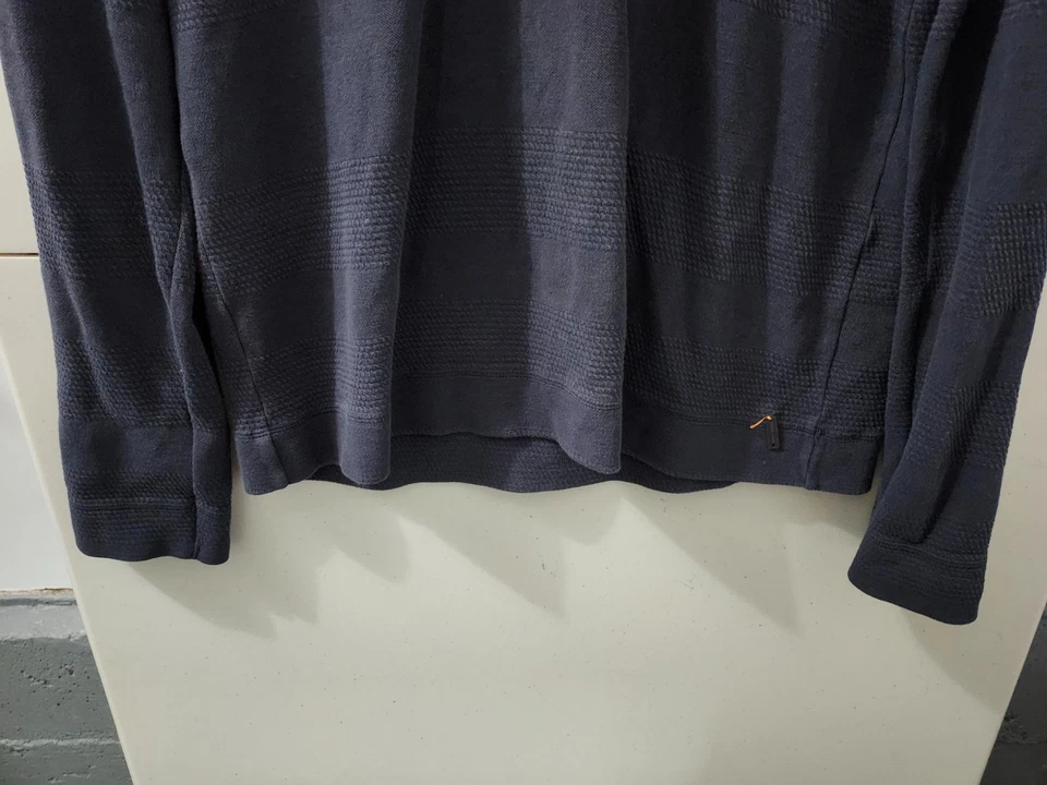 Hugo Boss Naranja Shrit Para Hombres L Azul Henley Manga Larga Textura Elastizada Talla Grande Foto 2 de 4