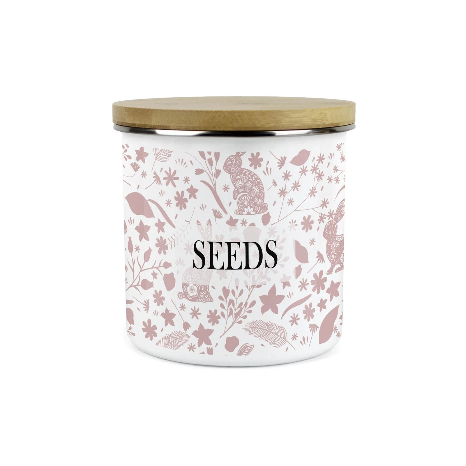 Wild Rabbits Pink Personalised Storage Canister - 1.2L Large Kitchen/Home Gifts