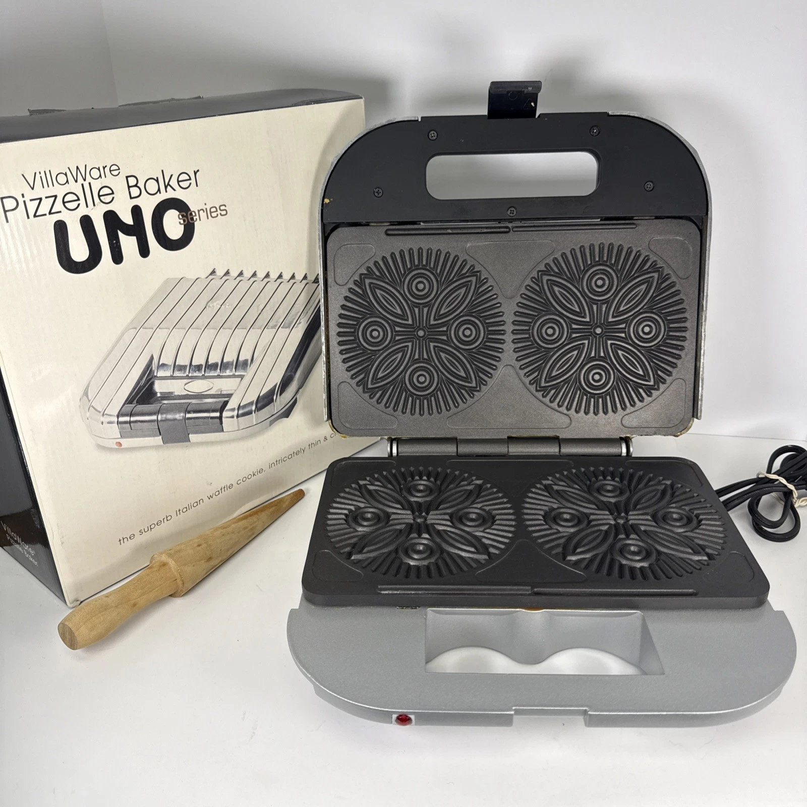 VillaWare Pizzelle Cookie Baker Maker Uno Series Model 2060 IOB Roller Nonstick