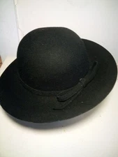 Black Fedora Hat 100% Wool  One Size