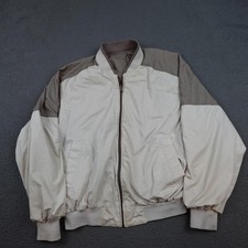 Members Only Jacket Mens 42 Beige Brown Bomber Full Zip Classic 80s Style Retro