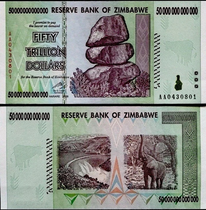10 x 2008 50 TRILLION DOLLARS ZIMBABWE BANKNOTE, AA P-90 GEM UNC - Image 4 of 4