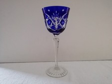 Altes Römer Weinglas Weinkelch kobaltblau Überfang  Kristall geschliffen