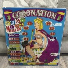 1952 Gottlieb Coronation Pinball Machine Back Glass