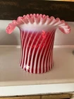 Fenton Cranberry Opalescent Swirl Hat Vase