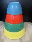 Vintage 1940's Pyrex Primary Colors Mixing Bowl Set - Set Of 4 - Nesting Bowls