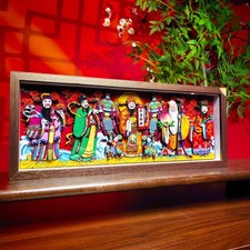 Papier-Schnittbild Neujahrsmotiv Relief Wandbild handgefertigt