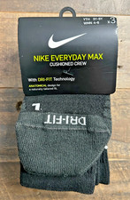 Nike Everyday Max Youth Cushioned Crew Socks 3-Pair Black Dri-Fit YTH 3Y-5Y WMN