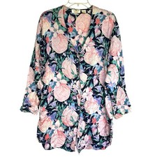 Victoria  s Secret gold label silk sleep shirt nightgown dress Vtg floral medium