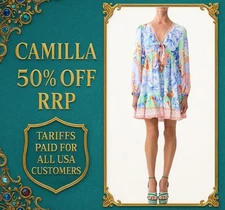 CAMILLA Topkapi Pop Short Tie Front Blouson Dress Size S RRP $750