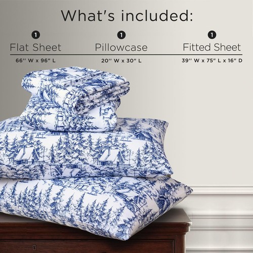 ® Printed Flannel Sheet Set, 100% Organic Cotton, Six-Fold Brushed, Super Sof... - Bild 2 von 9