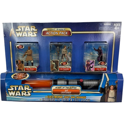 #ad Star Wars LightSaber Action Pack W Orange Jedi Saber amp; 3 Figures Sams Club Excl. $149.99