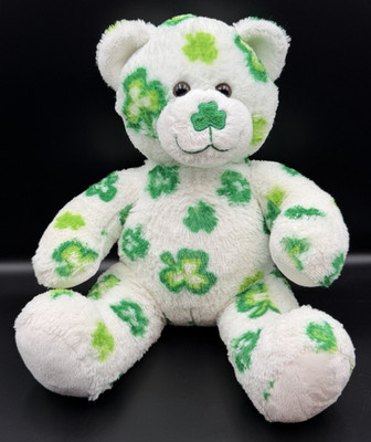 BAB Build A Bear St Patrick s Day Shamrock Clover Green White Teddy Bear Plush