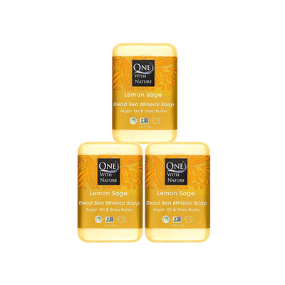 Dead Sea Salt Lemon Sage Soap 4Oz 3-Pack   Purifying and Exfoliating Soap Bar wi