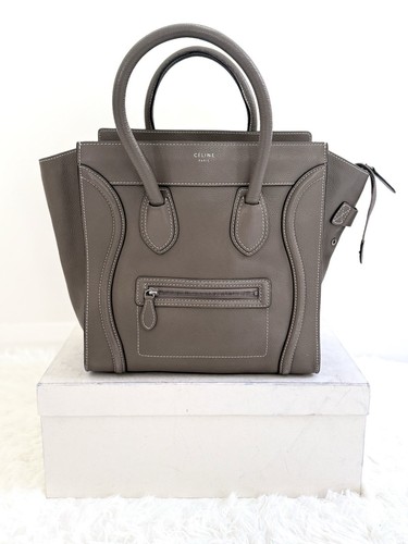 *SALE* CELINE 30cm MINI Luggage Bag In Greige Drummed Calf Leather