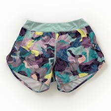 Athleta Girl Run The World 3" Shorts Girls Size Xl 14 Purple Blue Floral Lined