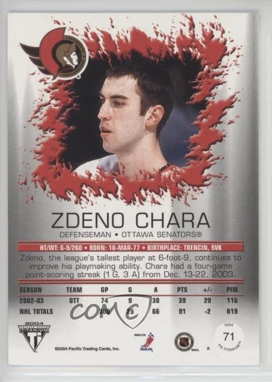 2003 Pacific Private Stock Titanium Hobby Jersey Number /150 Zdeno Chara #71 HOF - Image 2 of 2