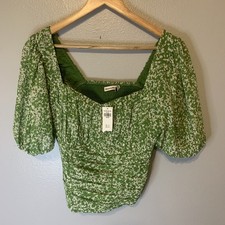 Abercrombie Fitch Top Womens M NEW Y2K Floral Milkmaid Babydoll Coquette Zip