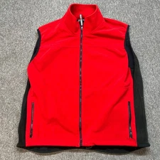 Performance Men's Fleece Vest Red Black Full Zip Outdoor Activewear XL Cycling