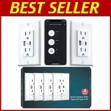 Smart Wall Charger, WiFi Outlet, Type-C & USB-A, 4 Pack