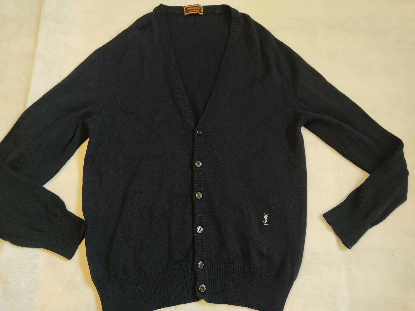 YVES SAINT LAURENT cardigan lana vergine blu taglia M L TOP BI222