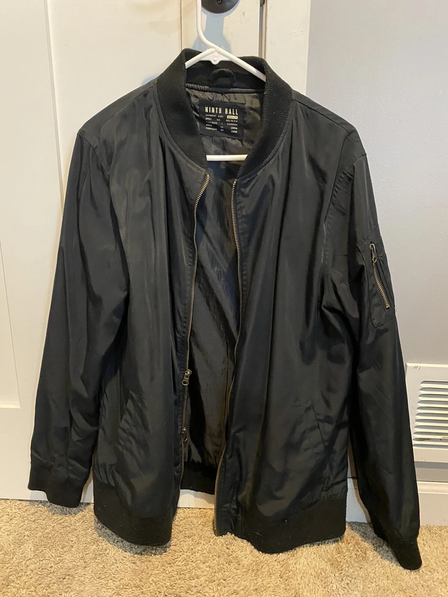 Ninth Hall Bomber Jacket Mens Size Medium Black Flight Streetwear