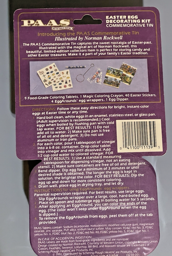 1991 SEALED PAAS Easter Egg Dye Kit Tin Commemorative by Norman Rockwell - Picture 7 of 8