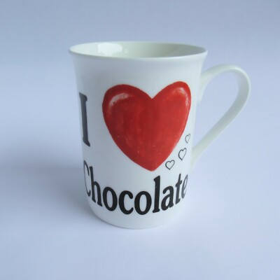 I Love Schokoladenbecher - Dandy Lines England Fine Bone China (Tee Kaffeetasse heiß)