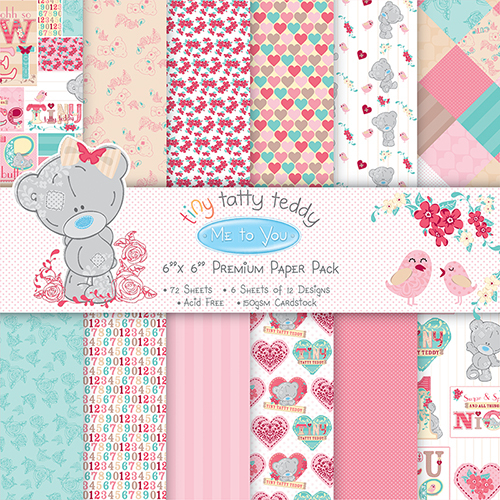 ME TO YOU TINY TATTY TEDDY GIRL 12 X 6" X 6" SAMPLE PAPERS FOR CARDS AND CRAFTS - Picture 1 of 1