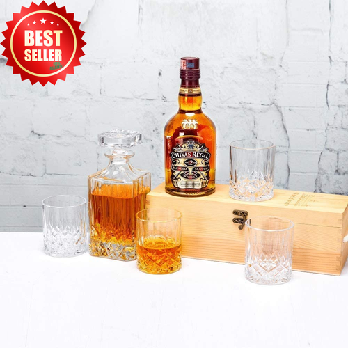 Whiskey Decanter Set 750ml w/ 6 Twisted Glasses for Scotch Bourbon Whisky Gift - Picture 4 of 12