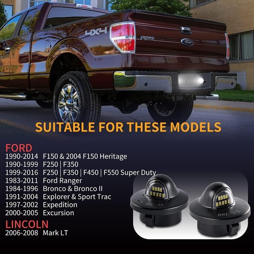 2X LED License Plate Light Rear Bumper Tag Assembly Lamp For Ford F150 F250 F350 - Picture 5 of 6