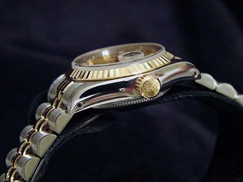 1990's Rolex Datejust Lady 18K Gold & Steel Watch Champagne FACTORY Diamond Dial - Picture 5 of 7