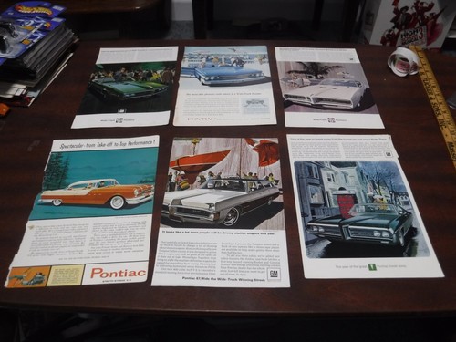 Lot of 6 Vintage Pontiac Magazine ads - Firebird, Bonneville, GTO, Catalina