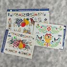 Vintage Decorcal Handpainted Folk Art Decals Lot of 3 – Floral Nature Designs