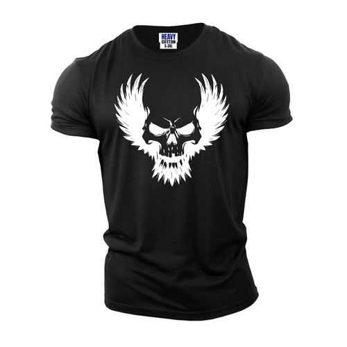 T-shirt uomo Horrror Skull Eagle manica corta USA divertente sportiva nuova maglietta Gft - Foto 10 di 12