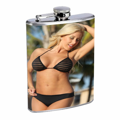 French Women D4 Flask 8oz Stainless Steel Hip Drinking Whiskey