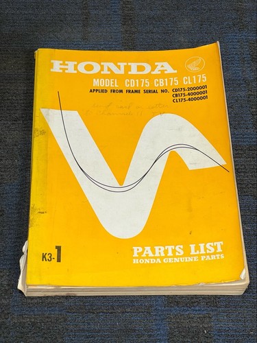 1969 CD175 CB175 CL175 K3 Parts Catalog List Diagrams Fiche Book