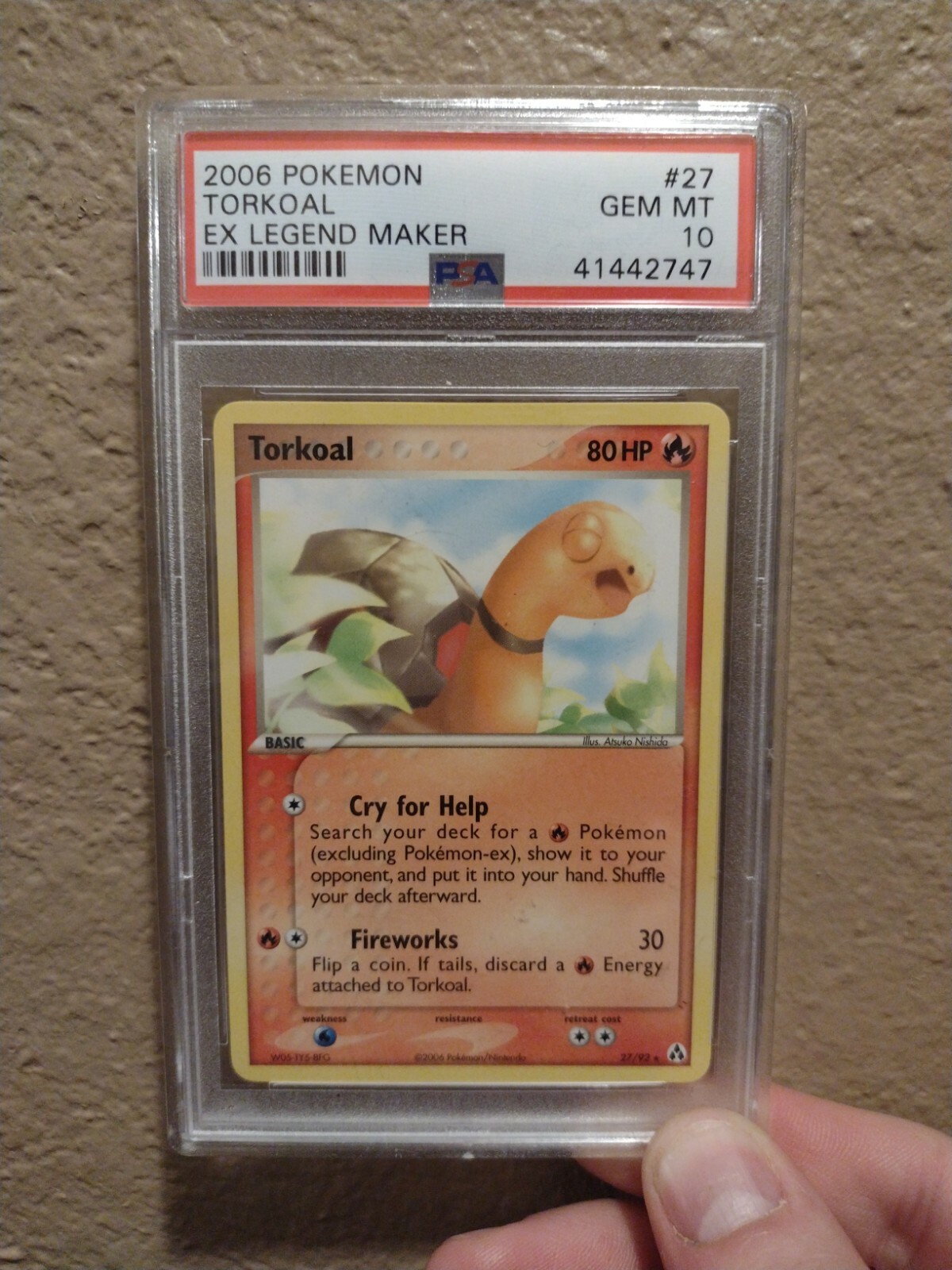 Torkoal 27/92 Rare EX Legend Maker PSA 10 Pokemon card