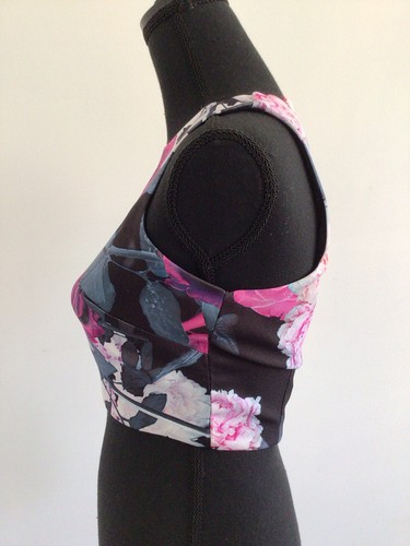 Luvalot Womens Formal Crop Top Size 8 Floral Bloom Zip Back Tank Satin - Picture 7 of 14