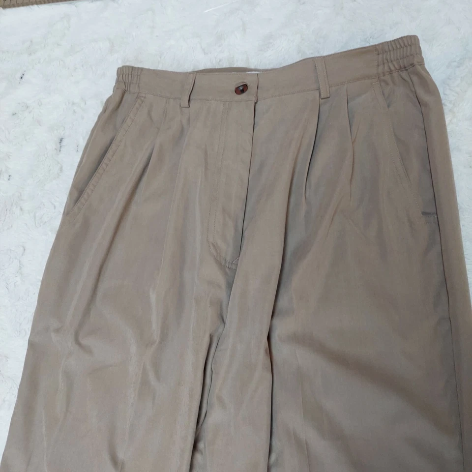 Pantalones Jamie Sadock para mujer talla 10 caqui sueltos plisados tiro alto botón bolsillo trasero Foto 2 de 4