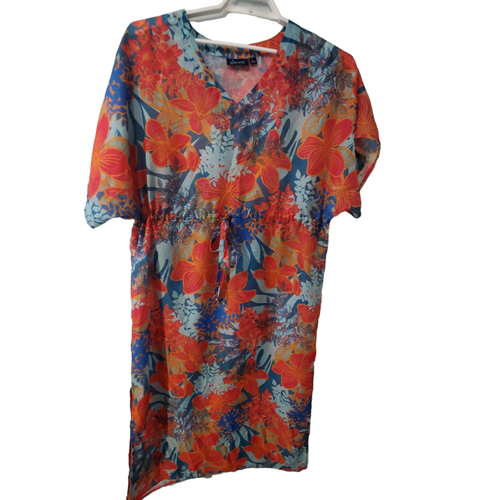 D&Co swimsuit cover up dress womens size Large floral maxi lightweight