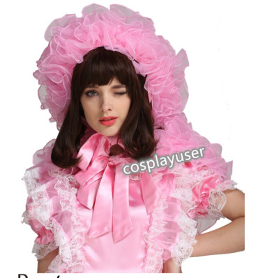 SISSY MAID * ADULT BABY * Prissy Organza Puffy Pink Bonnet With Cape | eBay