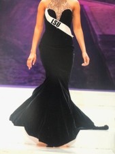 Sherri hill designer black velvet gown, size 0-2,