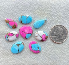 8 Piece Natural Cotton Candy Kingman Turquoise Mix Cabochon Gemstone 60 Ct F0 05