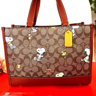 COACH x Peanuts Shoulder Tote Bag Dempsey Carryall Snoopy