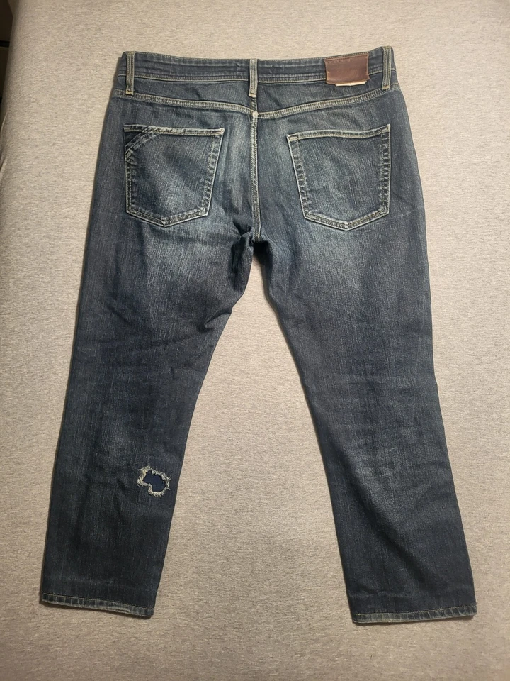 Premium By JACK & JONES ~ Men's Distressed Dark Blue Denim Nick Regular Fit Jean - Image 2 of 4